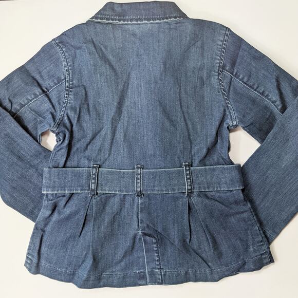 Janie and Jack 3 to 4 girl toddler kid denim jean jacket peacoat belt bow fall - Picture 3 of 3
